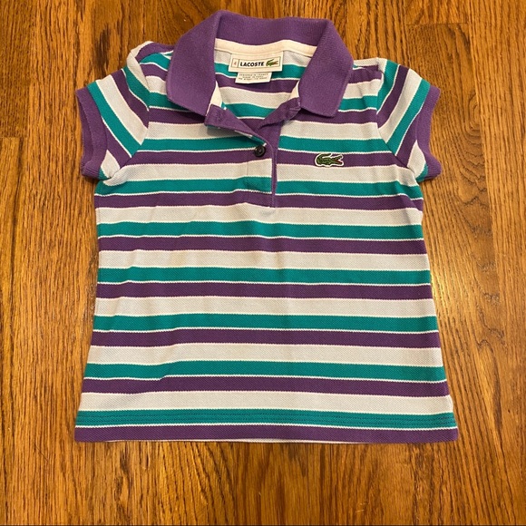 Lacoste Purple Green White Stripe Polo 